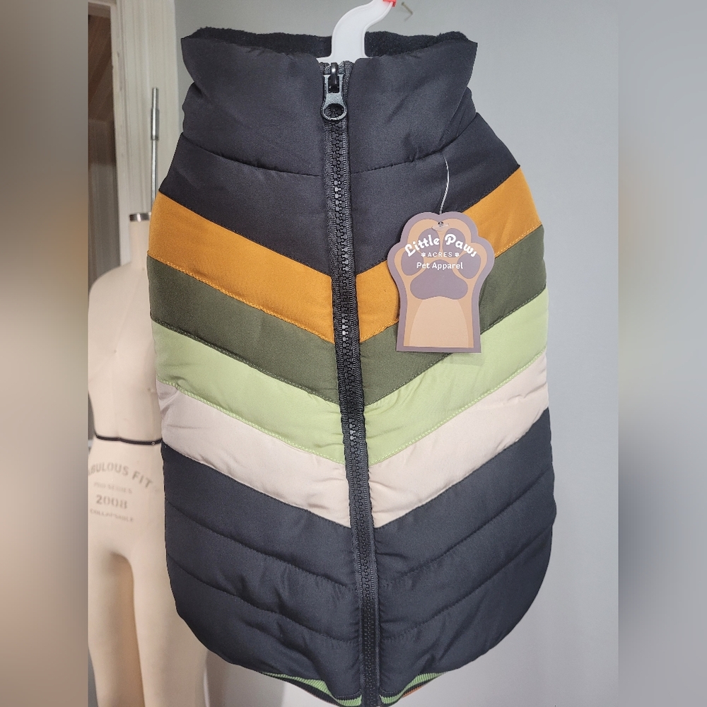 Striped Pet Jacket with Zipper. Size S